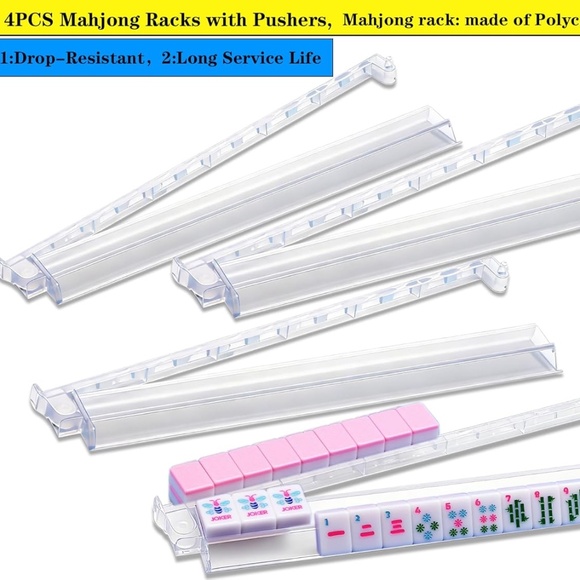 Set of 4 Mahjong Racks with Pushers and Storage Bag - Picture 1 of 4